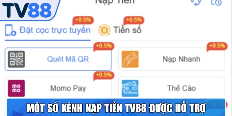 Nhà cái hiện đang cung cấp đa dạng phương thức nạp tiền TV88 tiện lợi